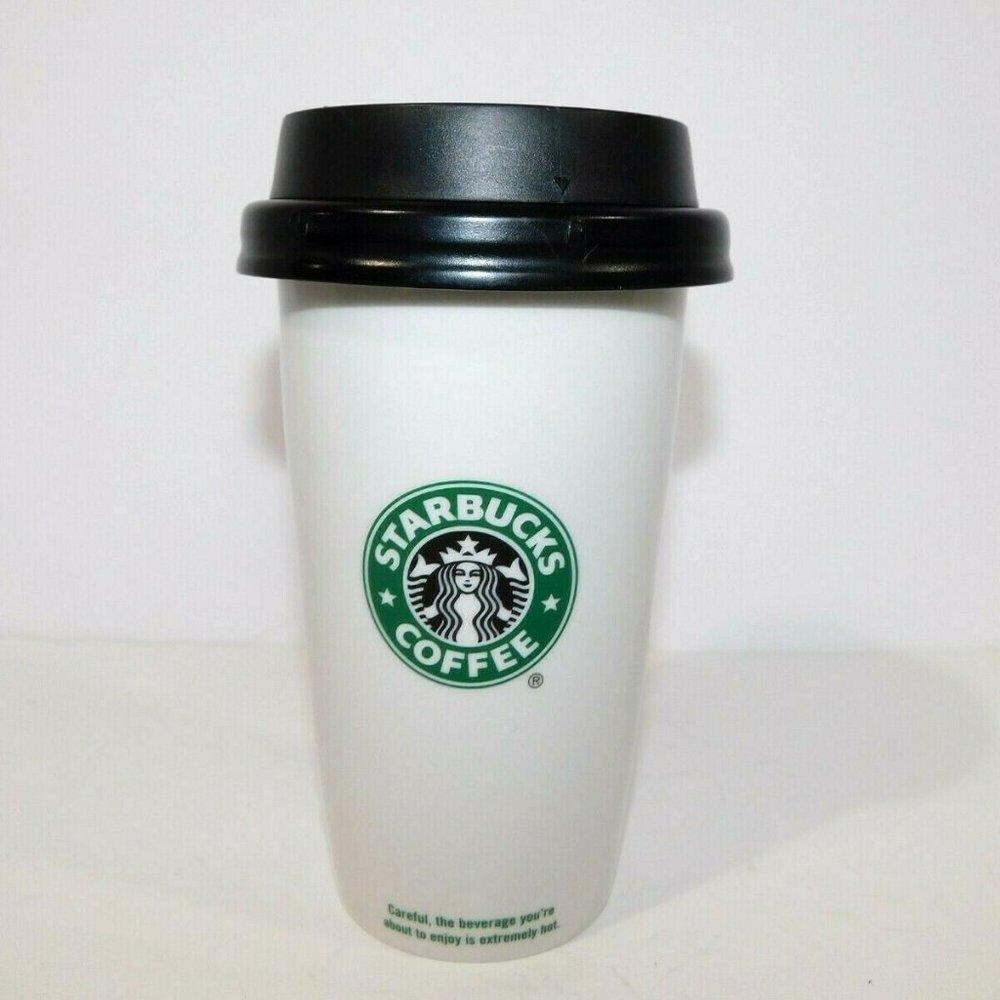 2009 Classic Starbucks cup look Ceramic Travel Tumbler Mermaid Logo White Green